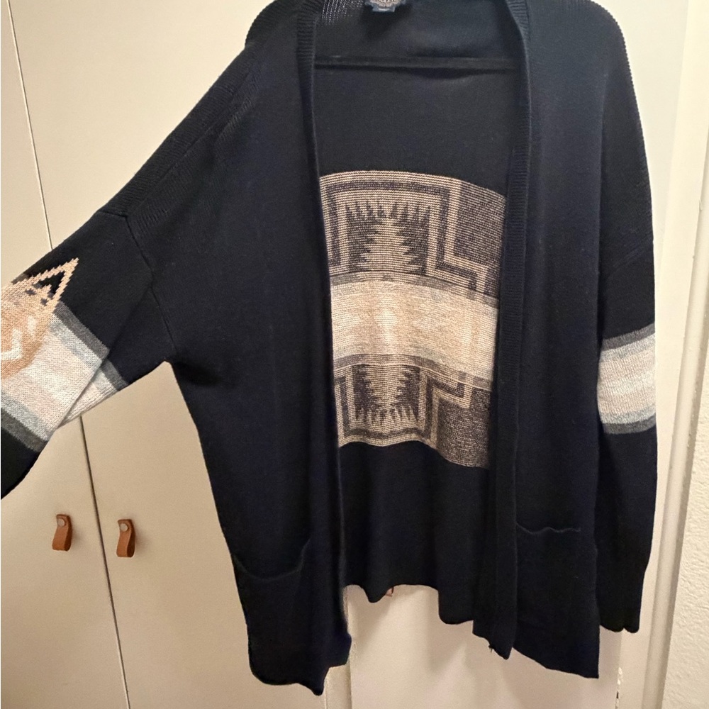 Pendleton Black & Beige Southwestern Open Cardigan - Picture 8 of 10